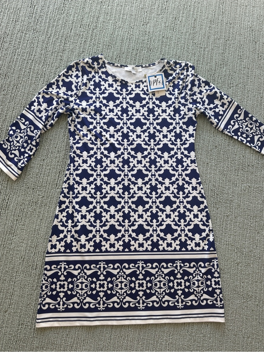 JEAN-PIERREKLIFA PARIS DAPHNE DRESS IRON GATES NAVY XL NWT